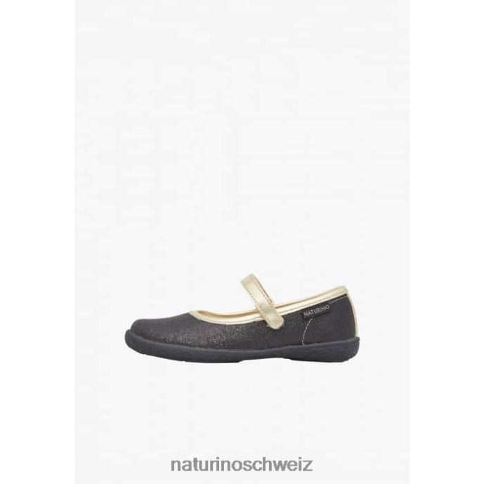 Naturino pavia Glitzer-Ballerinas mit Riemchen Kinder Schwarz-Platin 66HJ535