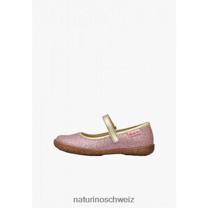 Naturino pavia Glitzer-Ballerinas mit Riemen Kinder Rosa-Platin 66HJ526