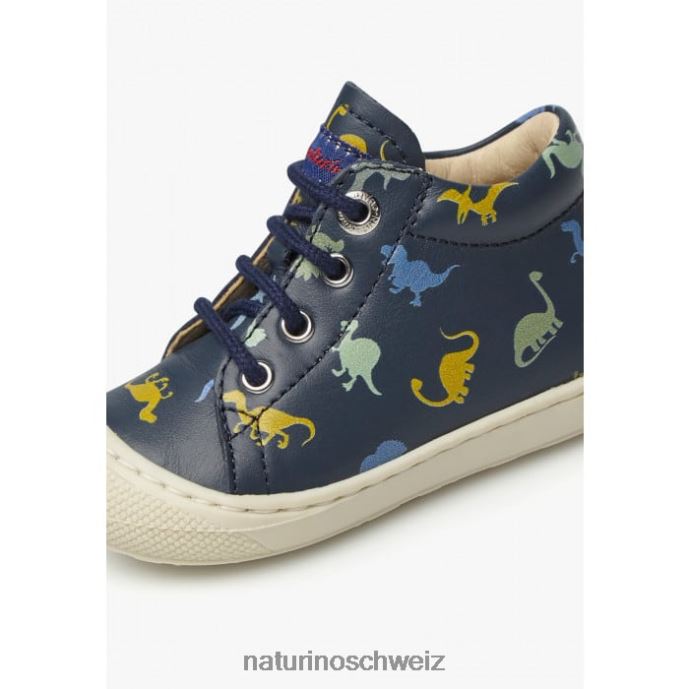 Naturino Kokon Lauflernschuhe aus Leder mit Dinosaurier-Print Kinder Blau 66HJ69