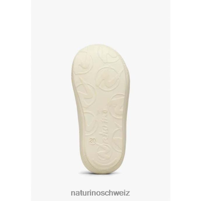 Naturino Kokon Lauflernschuhe aus Leder mit Rosenprint Kinder Weißsilber 66HJ83