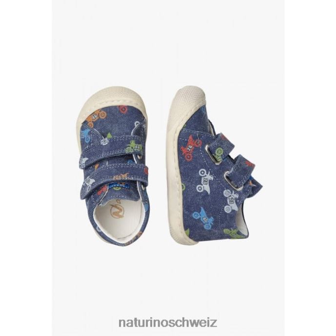 Naturino Kokon vl Erste-Schritte-Schuhe aus Stoff mit Moto-Print Kinder Blau 66HJ94