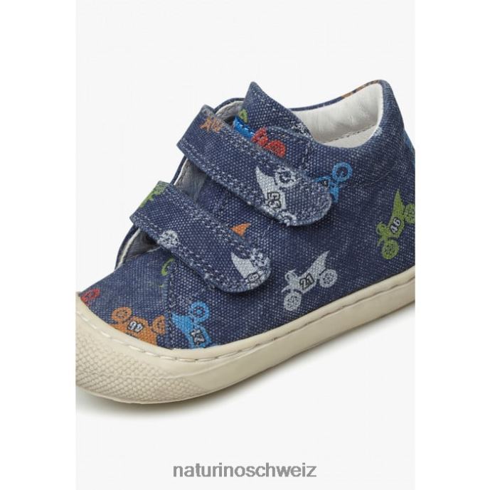 Naturino Kokon vl Erste-Schritte-Schuhe aus Stoff mit Moto-Print Kinder Blau 66HJ94