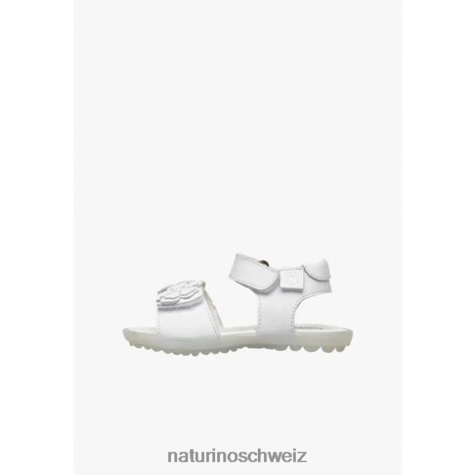 Naturino Begonie Ledersandalen mit applizierten Blumen Kinder Weiss 66HJ246