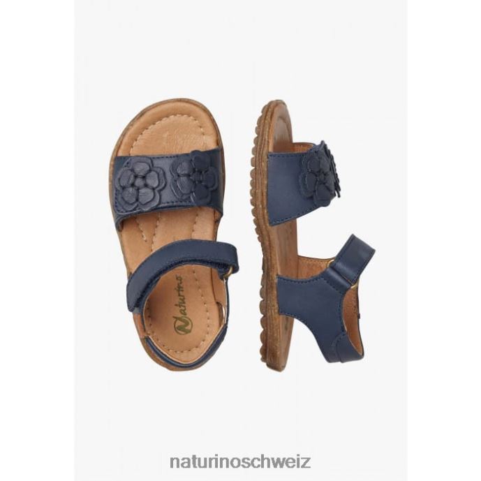 Naturino Begonie Sandalen aus Nappaleder mit applizierten Blumen Kinder Marine 66HJ334