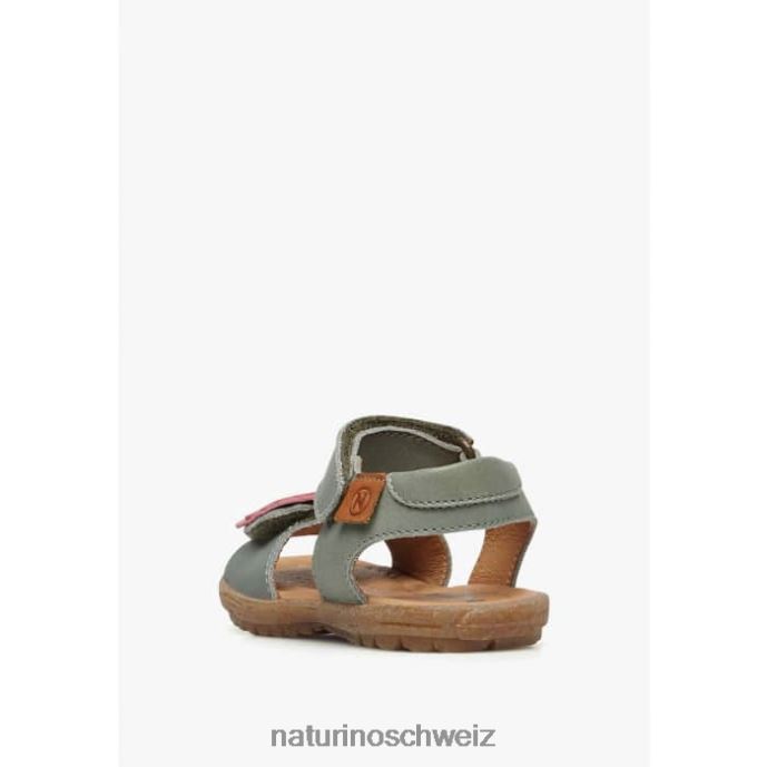 Naturino Begonie Sandalen aus Nappaleder mit applizierten Blumen Kinder grün-rosa 66HJ248