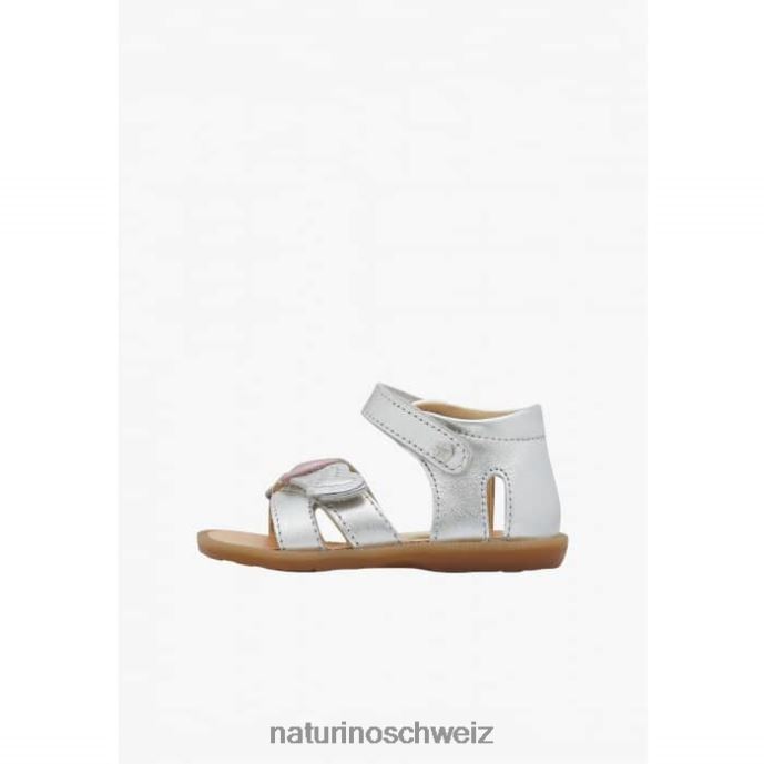 Naturino Biene Sandalen aus Metallic-Leder Kinder Silber 66HJ301