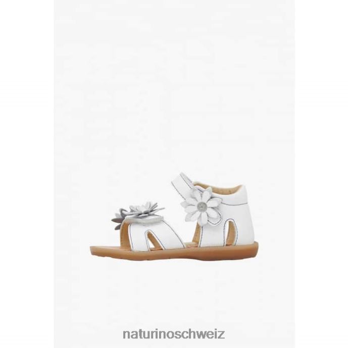 Naturino Giamima Ledersandalen mit applizierten Blumen Kinder Weiss 66HJ253