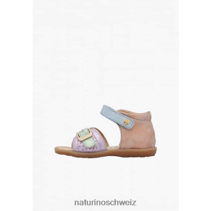 Naturino Jead Sandalen aus Leder und Wildleder Kinder rosa-hellblau-grün 66HJ245