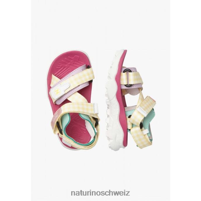 Naturino Nazca 2 Junior Aktive Sandalen aus Kunstleder und Stoff Kinder gelb-rosa 66HJ26