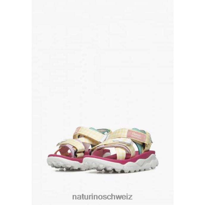 Naturino Nazca 2 Junior Aktive Sandalen aus Kunstleder und Stoff Kinder gelb-rosa 66HJ26