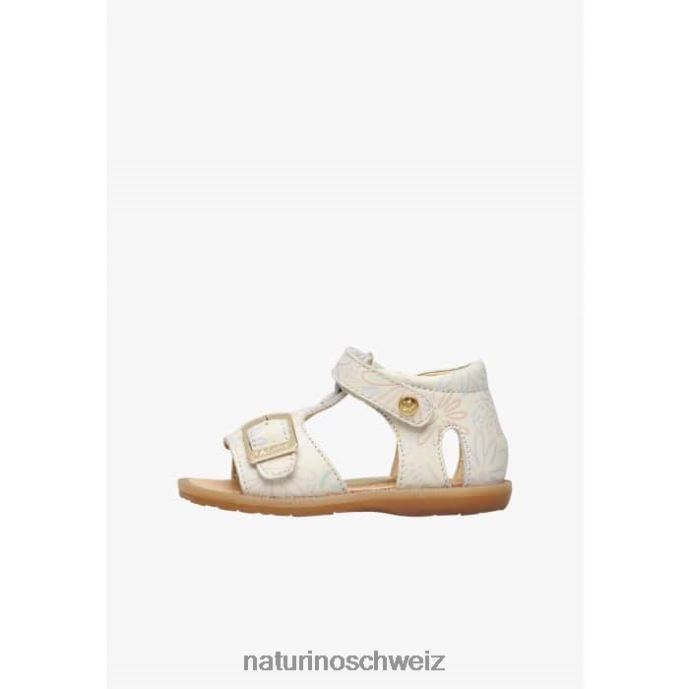 Naturino Quarz Ledersandalen mit Blumendruck Kinder Milch 66HJ549