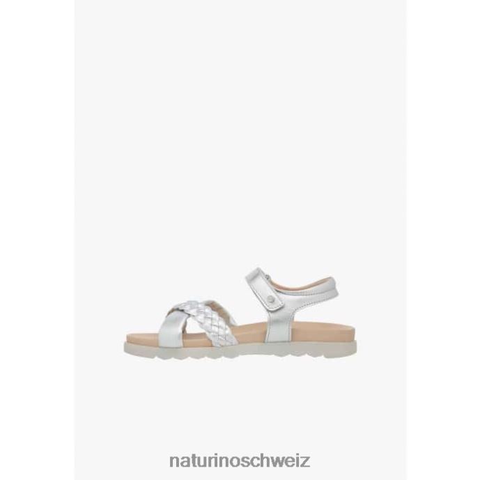 Naturino rostrot Sandalen aus Metallic-Leder Kinder Silber 66HJ550