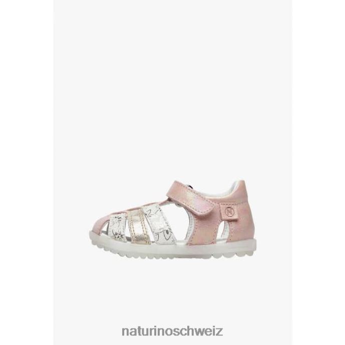 Naturino sehen Halbgeschlossene Sandalen aus Metallic-Leder Kinder Rosa-Platin 66HJ249