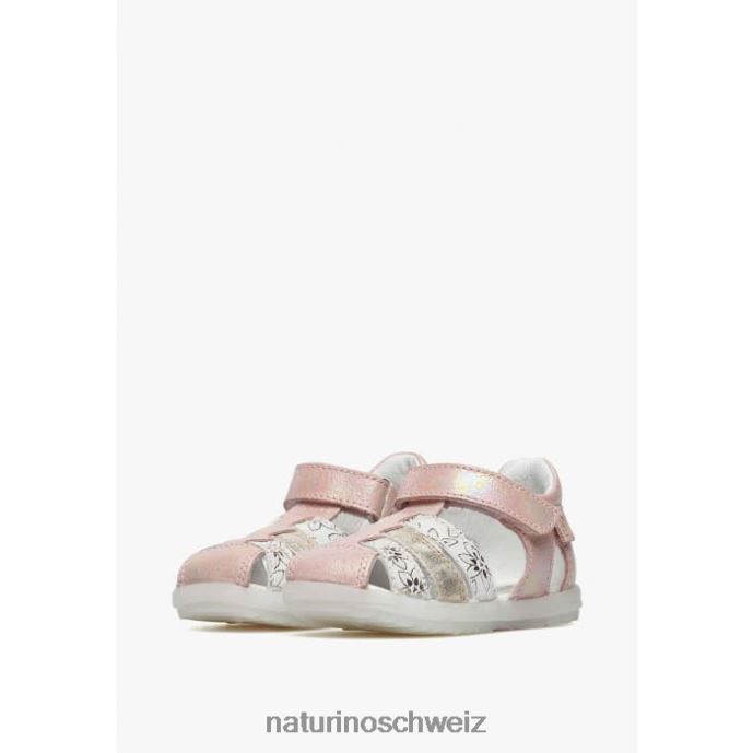 Naturino sehen Halbgeschlossene Sandalen aus Metallic-Leder Kinder Rosa-Platin 66HJ249