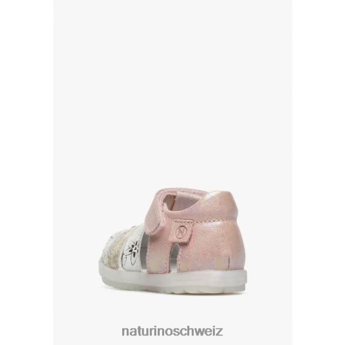 Naturino sehen Halbgeschlossene Sandalen aus Metallic-Leder Kinder Rosa-Platin 66HJ249