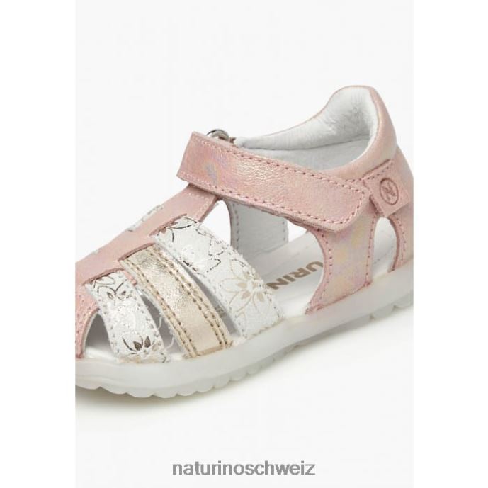 Naturino sehen Halbgeschlossene Sandalen aus Metallic-Leder Kinder Rosa-Platin 66HJ249