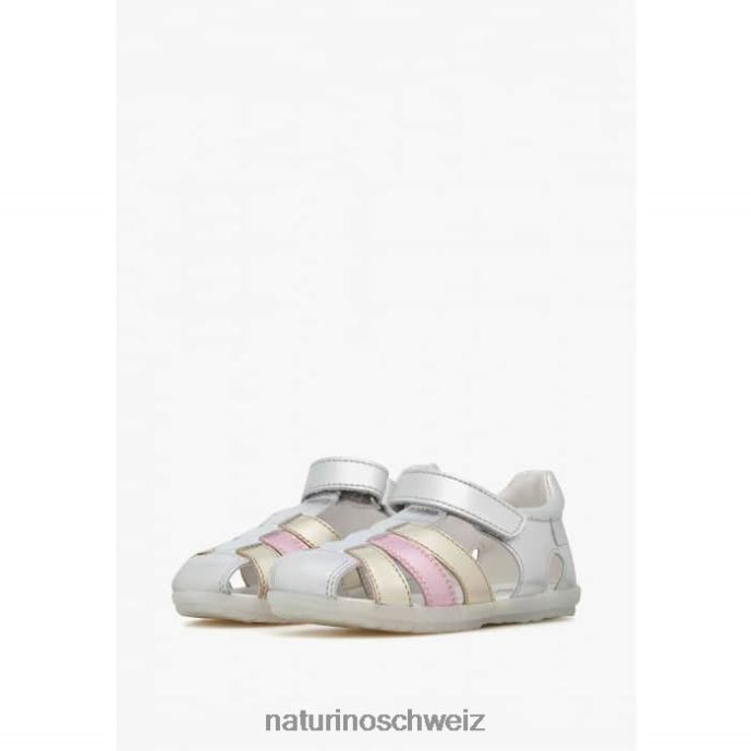 Naturino sehen Halbgeschlossene Sandalen aus Metallic-Leder Kinder Silber-Platin 66HJ329
