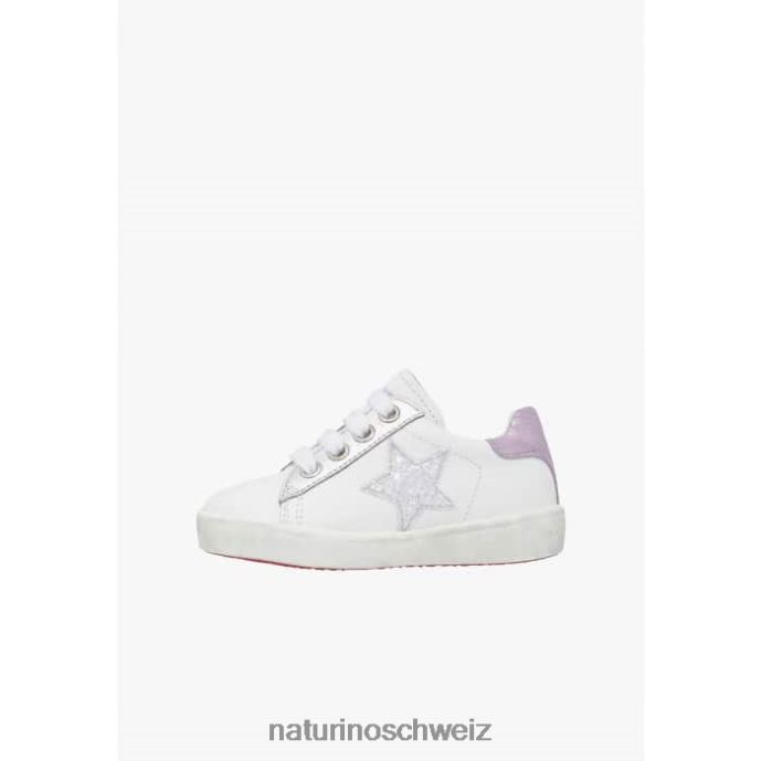Naturino Annie Zip Ledersneaker mit Sternaufnäher Kinder weiß-lila 66HJ392