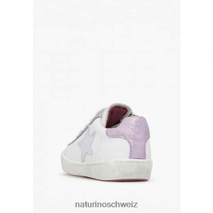 Naturino Annie Zip Ledersneaker mit Sternaufnäher Kinder weiß-lila 66HJ392
