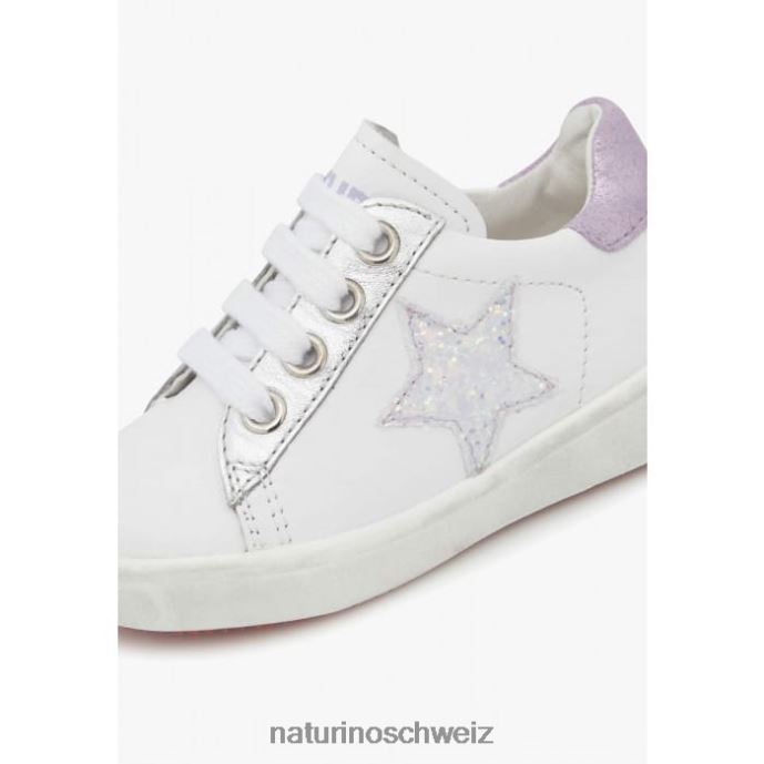 Naturino Annie Zip Ledersneaker mit Sternaufnäher Kinder weiß-lila 66HJ392