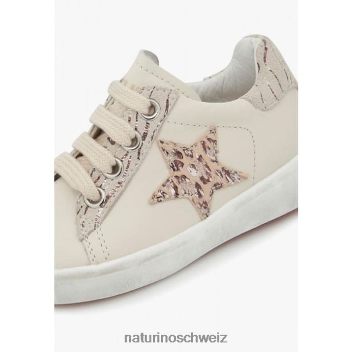 Naturino Annie Zip Sneakers aus Leder und Wildleder mit Sternaufnäher Kinder Beige 66HJ484