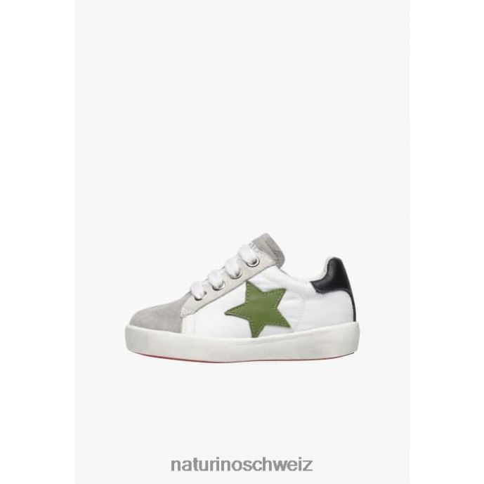 Naturino Annie Zip Sneakers aus Leder und Wildleder mit Sternaufnäher Kinder weiß grau 66HJ365