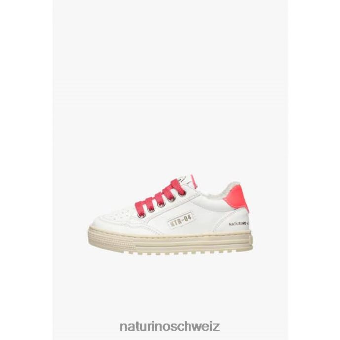 Naturino Ariton Hybrid-Reißverschluss. Sneakers aus pflanzlichem Leder und Bio-Baumwolle Kinder weiß-fuchsia 66HJ367