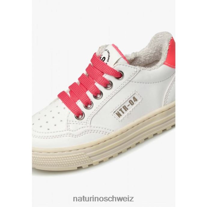 Naturino Ariton Hybrid-Reißverschluss. Sneakers aus pflanzlichem Leder und Bio-Baumwolle Kinder weiß-fuchsia 66HJ367