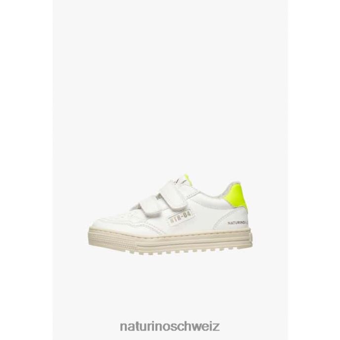 Naturino Ariton Hybrid vl. Sneakers aus pflanzlichem Leder und Bio-Baumwolle Kinder Weiß-Fluogelb 66HJ506