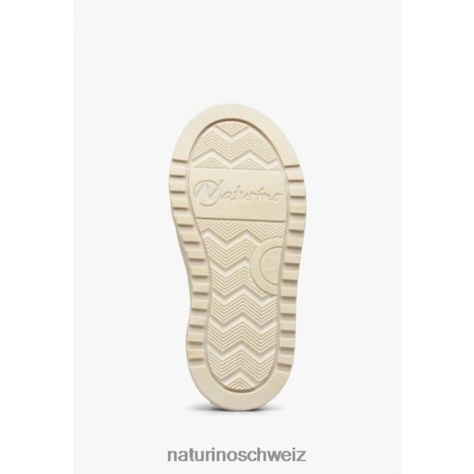 Naturino Ariton Hybrid vl. Sneakers aus pflanzlichem Leder und Bio-Baumwolle Kinder Weiß-Fluogelb 66HJ506