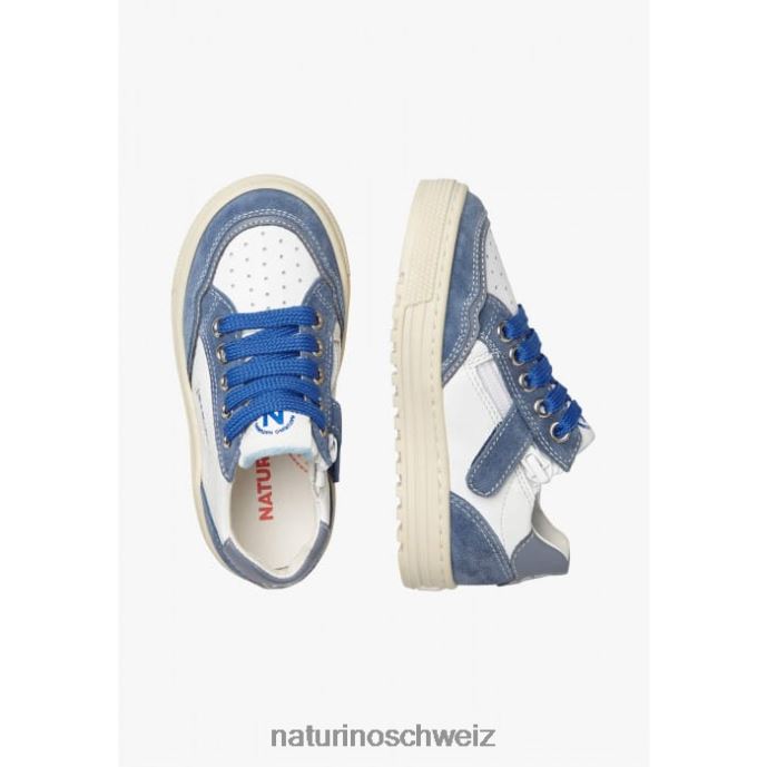 Naturino Ariton-Reißverschluss. Sneakers aus Leder und Wildleder Kinder weiß Blau 66HJ497
