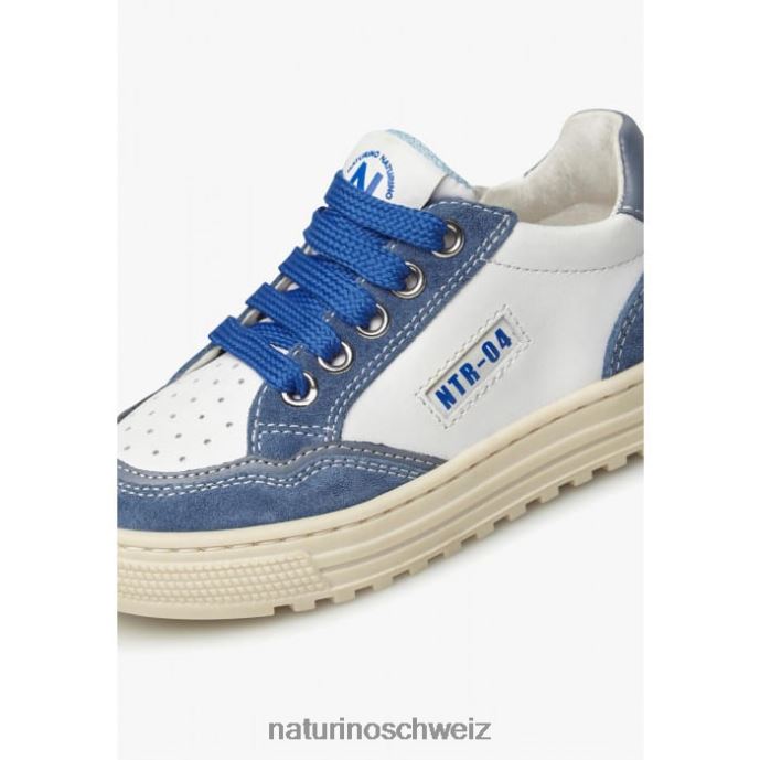 Naturino Ariton-Reißverschluss. Sneakers aus Leder und Wildleder Kinder weiß Blau 66HJ497
