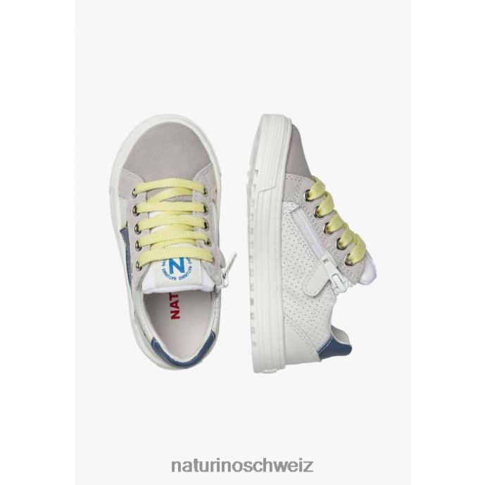 Naturino Blitz-Reißverschluss. Sneakers aus Leder und Wildleder Kinder grau-fluogrün 66HJ387