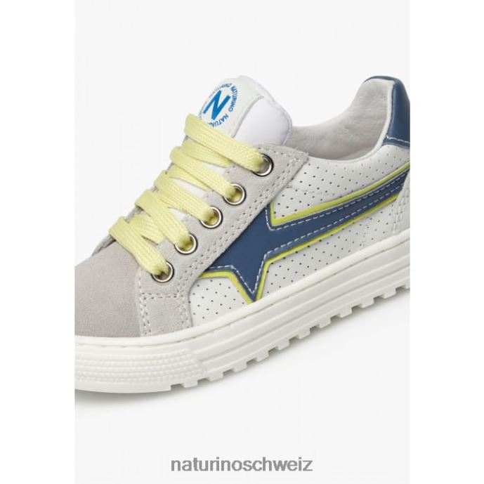 Naturino Blitz-Reißverschluss. Sneakers aus Leder und Wildleder Kinder grau-fluogrün 66HJ387