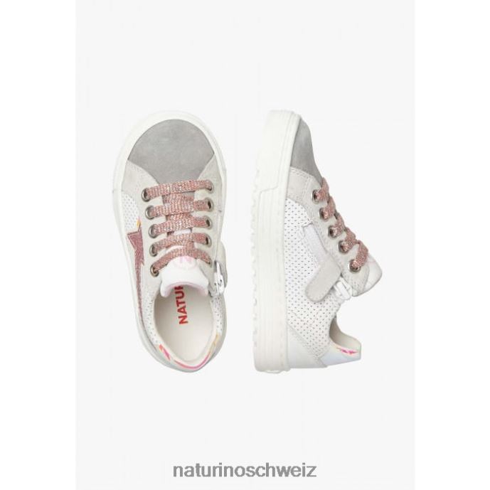 Naturino Blitz-Reißverschluss. Sneakers aus Leder und Wildleder Kinder grau-rosa 66HJ423