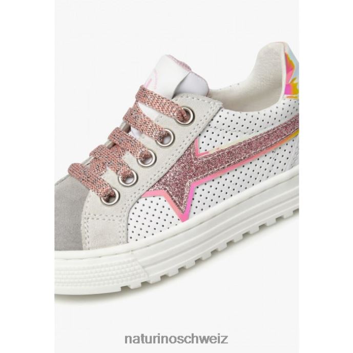 Naturino Blitz-Reißverschluss. Sneakers aus Leder und Wildleder Kinder grau-rosa 66HJ423