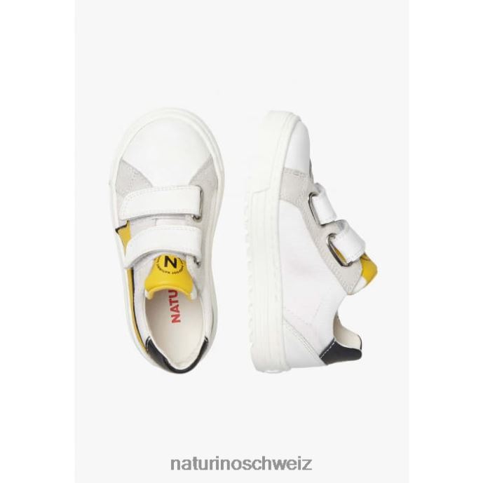 Naturino Blitz vl. Sneakers aus Leder und Stoff Kinder Weiss 66HJ483