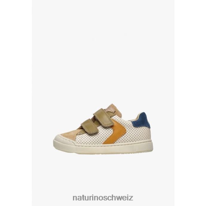 Naturino Clarendon vl Sneakers aus perforiertem Nappaleder und Wildleder Kinder Cognac-Dunkelgrün 66HJ488