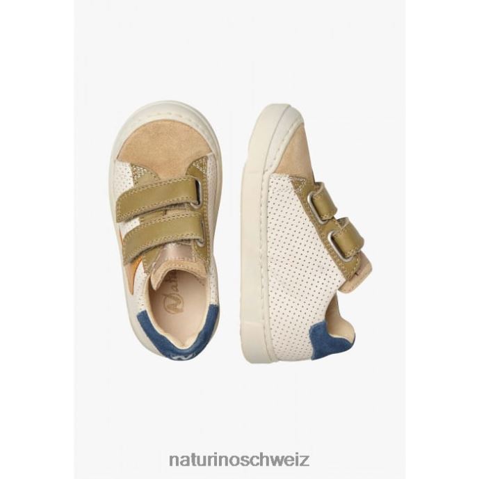 Naturino Clarendon vl Sneakers aus perforiertem Nappaleder und Wildleder Kinder Cognac-Dunkelgrün 66HJ488