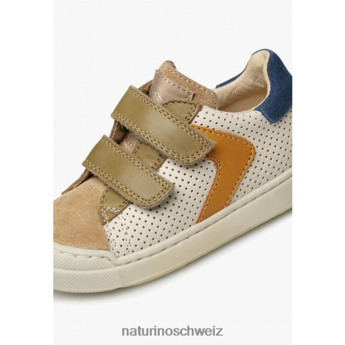 Naturino Clarendon vl Sneakers aus perforiertem Nappaleder und Wildleder Kinder Cognac-Dunkelgrün 66HJ488
