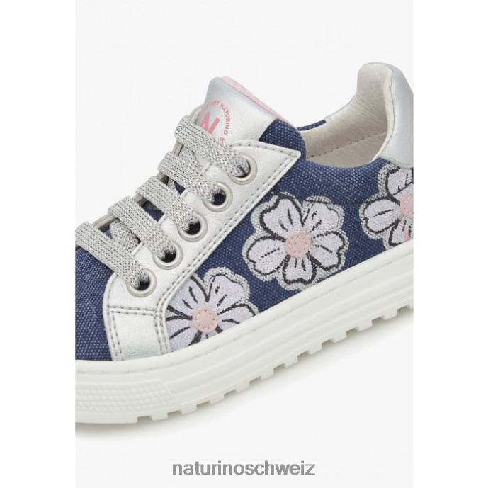 Naturino Coris 2 Reißverschluss. Sneakers aus Leder und Stoff Kinder himmelblau-silber 66HJ402