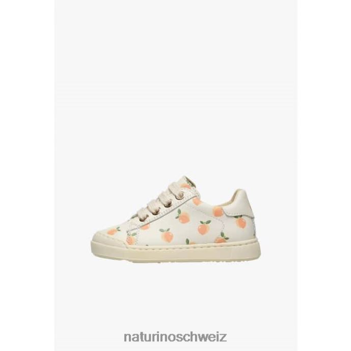 Naturino Eindhoven-Reißverschluss Ledersneaker mit Aprikosen-Print Kinder Creme 66HJ403
