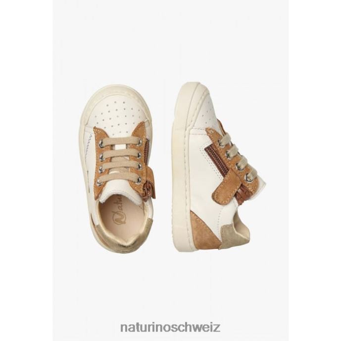 Naturino Faluk-Reißverschluss Sneakers aus Leder und Wildleder Kinder cremebraun 66HJ424