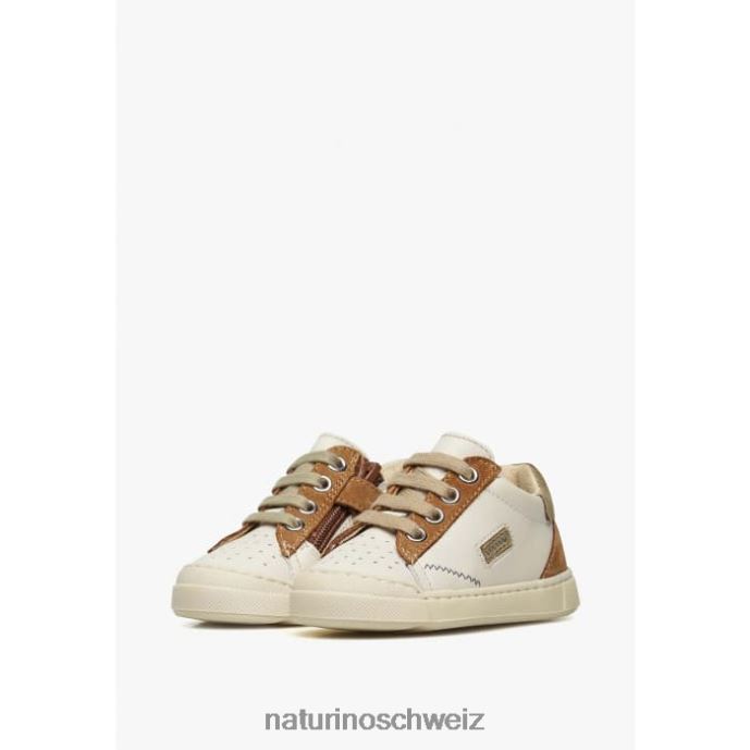 Naturino Faluk-Reißverschluss Sneakers aus Leder und Wildleder Kinder cremebraun 66HJ424