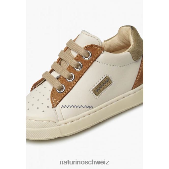 Naturino Faluk-Reißverschluss Sneakers aus Leder und Wildleder Kinder cremebraun 66HJ424