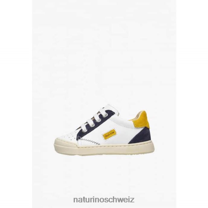 Naturino Faluk-Reißverschluss Sneakers aus Leder und Wildleder Kinder weiß Blau 66HJ476