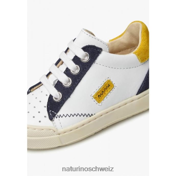 Naturino Faluk-Reißverschluss Sneakers aus Leder und Wildleder Kinder weiß Blau 66HJ476