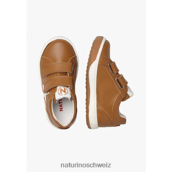 Naturino Gedanken vl. perforierte Ledersneaker mit Stern Kinder Cognac 66HJ482