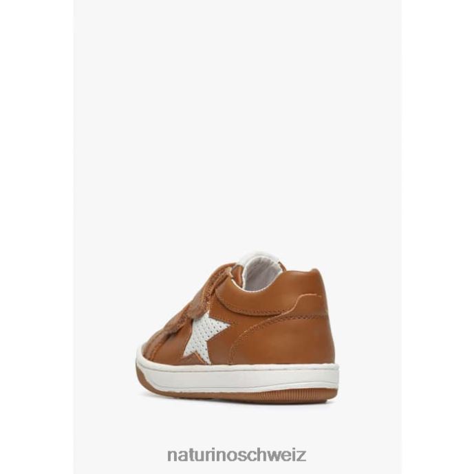 Naturino Gedanken vl. perforierte Ledersneaker mit Stern Kinder Cognac 66HJ482