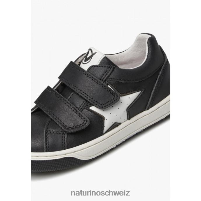 Naturino Gedanken vl. perforierte Ledersneaker mit Stern Kinder Schwarz 66HJ361